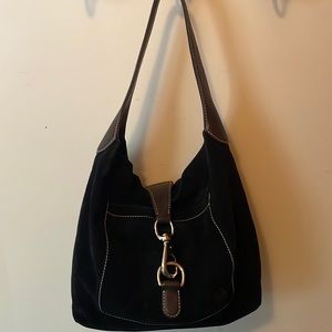 DOONEY & BOURKE Annalisa Lock Sac Black Suede Shoulder Bag